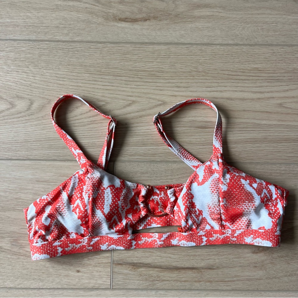 Orange and White Snakeskin Bikini Top